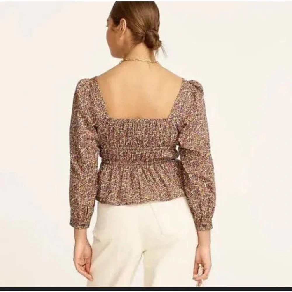 J. Crew Cinched-Waist Organic Cotton Top Liberty Busy Izzy Print